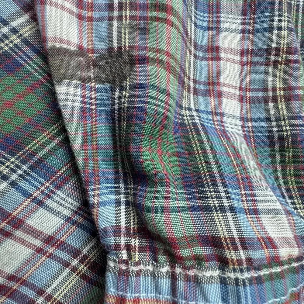 1970's Levi's Shirt Mens L Plaid Western Pearl Snap LS Vintage Tapered Fit